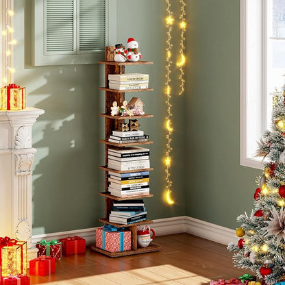 TUTOTAK Book Shelf, Narrow Spine Bookshelf, 8-Tier Bookcase - Image 9