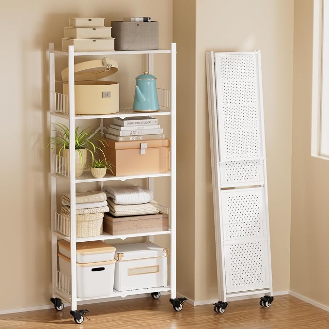 Folding Shelves No Assembly, 5 Tier Foldable Storage Shelves by Unknown