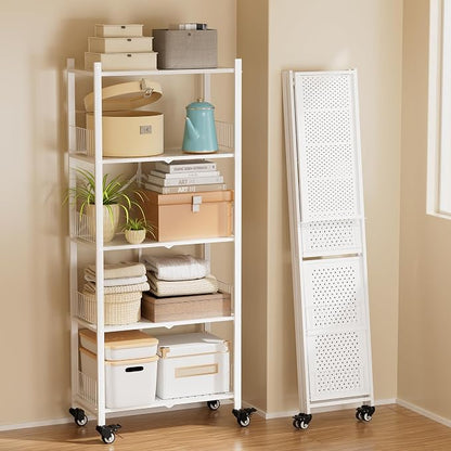 Folding Shelves No Assembly, 5 Tier Foldable Storage Shelves by Unknown