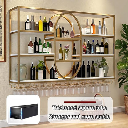 71IN Large Wall Mount Wine Rack, Metal 4 Tier Hanging Bottle Holder - Image 4