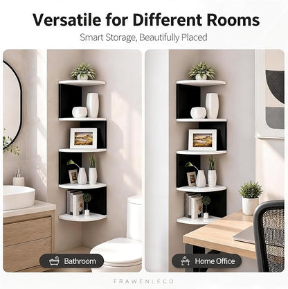 No-Drill Corner Shelf Wall Mount, 5-Tier Floating Corner Bookshelf - Image 7