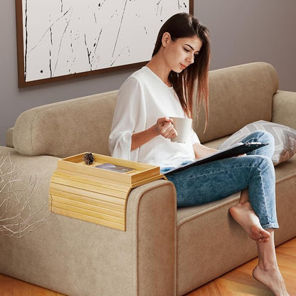 Bestjing Bamboo Sofa Armrest Tray Table - Image 6