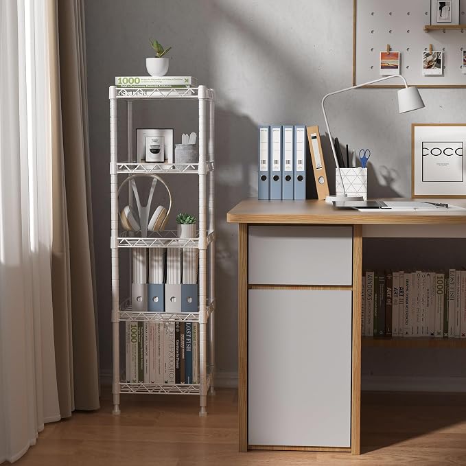GIOTORENT 5 Tier Standing Shelving Metal Units, Adjustable Height Wire Shelf - Image 5