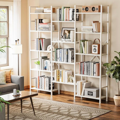 SUPERJARE Triple Bookshelf, Bookcase - Image 8