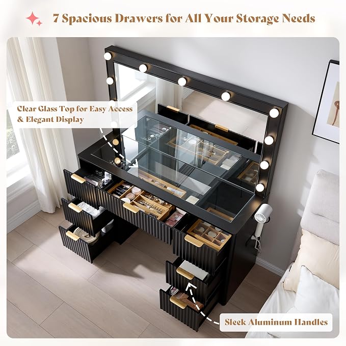 AMERLIFE 47.2" Fluted Vanity Desk - Image 9