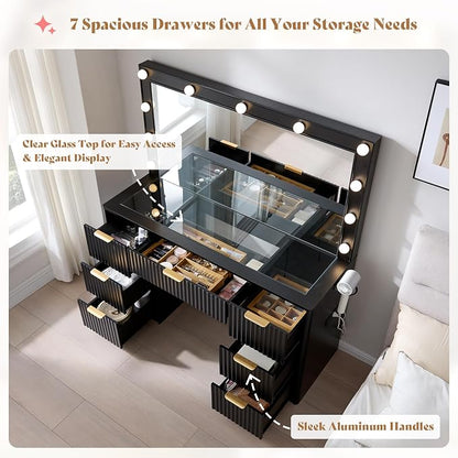 AMERLIFE 47.2" Fluted Vanity Desk - Image 9