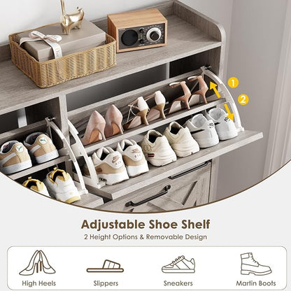 Nicetree Shoe Cabinet with 4 Flip Drawers, Freestanding Shoe Organizer Cabinet - Image 7