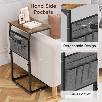 Vagusicc C Shaped End Table, Adjustable Height Small Couch Side Table - Image 4