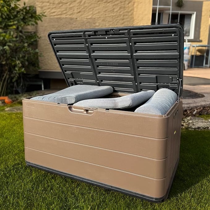 100 Gallon Plus Resin Deck Box, Waterproof Outdoor Storage Bin - Image 3