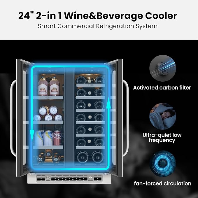 Whynter 24 Inch Dual Zone Wine and Beverage Refrigerator 20 Bottles 60 Cans - Image 6