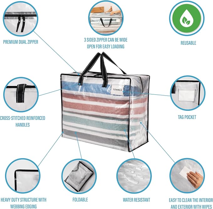 VENO 6 Pack Heavy Duty Moving Bags, Storage Bags, Packing Supplies, Top Zipper - Image 7