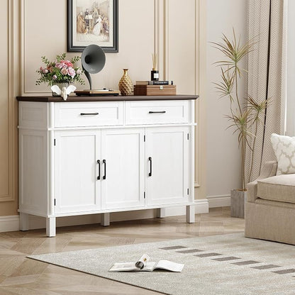 48 Inches Buffet Cabinet with Storage, Farmhouse Sideboard Buffet w/2 Drawers - Image 7