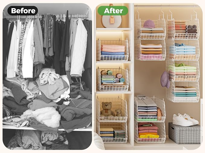 4" Extra Deeper Foldable Hanging Closet Organizer, Small Wire Cabinet Shelves - Image 9