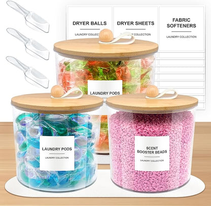 3 Pack Laundry Pods Container, Laundry Room Organization and Storage Jars by HOYTAMDARHOMESTORAGE