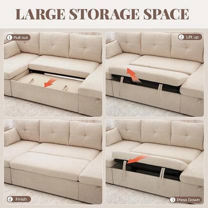 Huatean Home Oversized Sleeper Sofa Couch, 100 inch 2 in 1 Pullout Couch Bed - Image 7