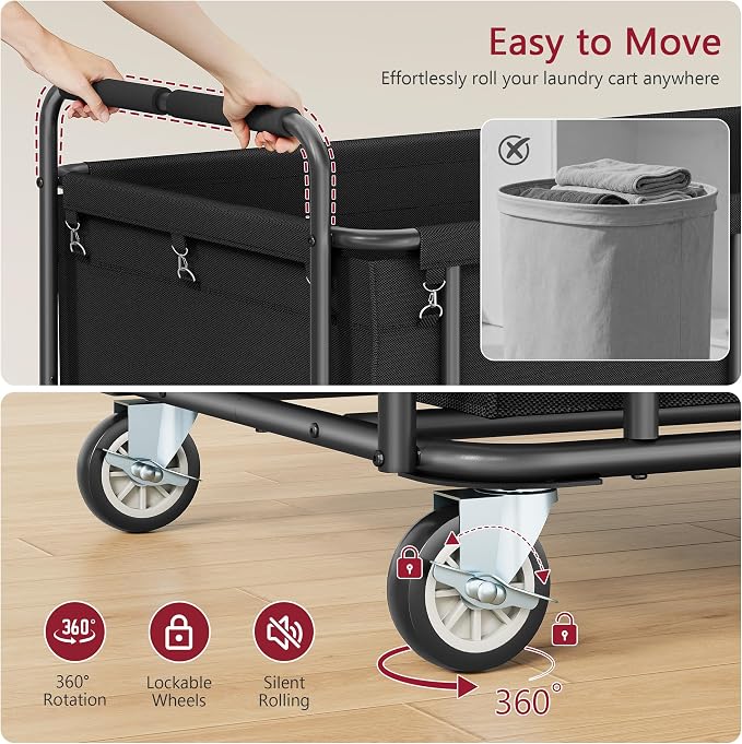 Tajsoon 450L Large Rolling Laundry Hamper - Image 5