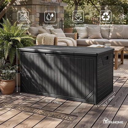 YITAHOME XXL 300 Gallon Extra Large OutdoorDeck Box, Lockable Resin Storage Box - Image 6
