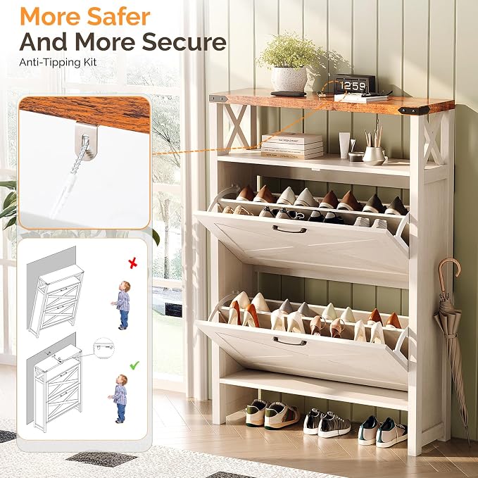VINGLI Farmhouse Shoe Cabinet - Image 8