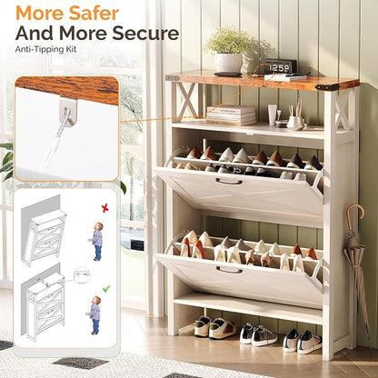 VINGLI Farmhouse Shoe Cabinet - Image 8