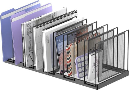 9-Section Desk File Organizer, Vertical File Holder, Mesh Desktop File Folder by JMHUD