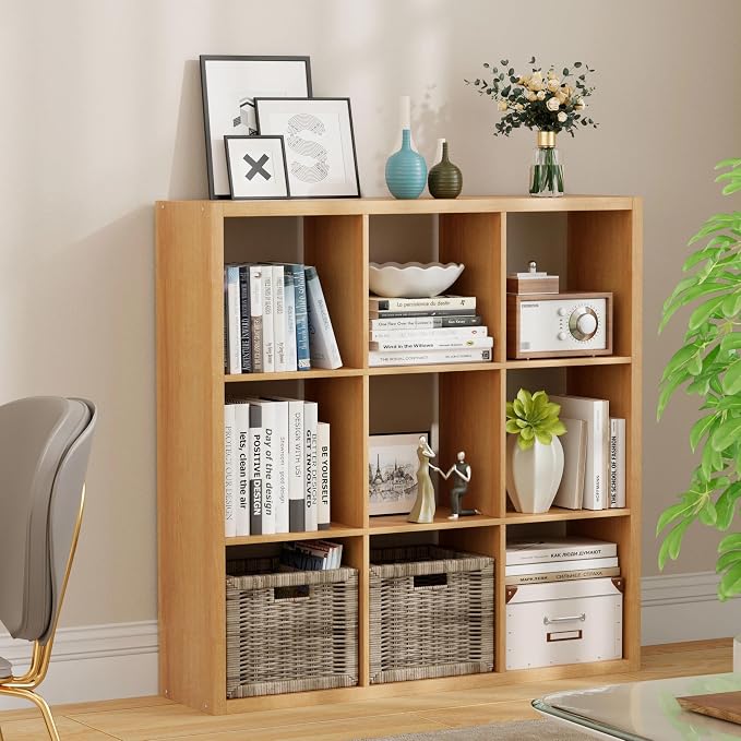 9-Cube Storage Organizer, Wooden Cube Shelf Bookcase by JPIZISO