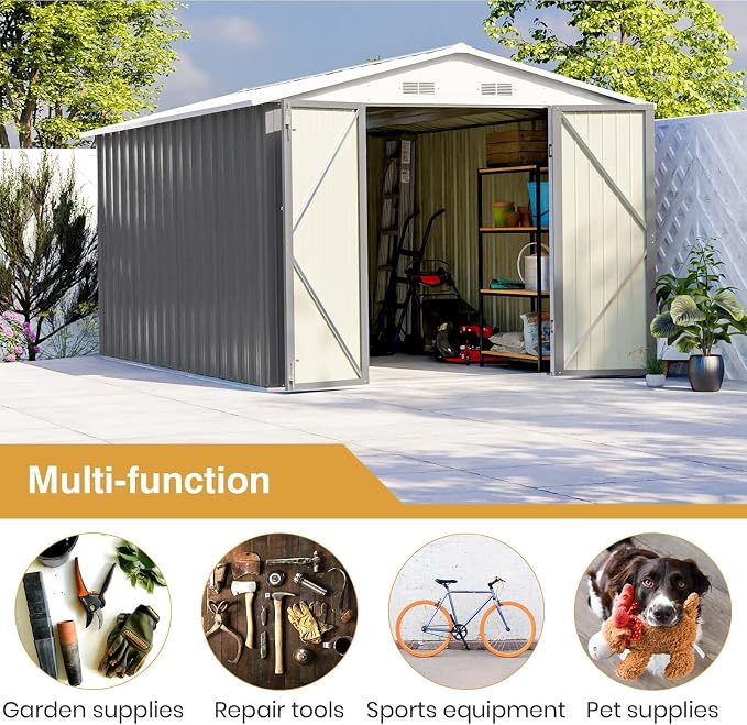 Patiowell 12 x 8 FT Outdoor Storage Shed, Large Metal Shed Storage - Image 4
