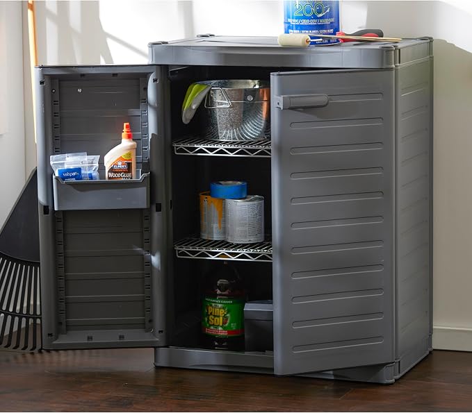 Gracious Living 2-Shelf Base Cabinet, MaxIt Lockable Utility Storage - Image 2