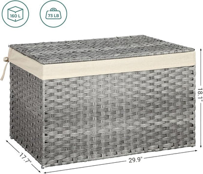 SONGMICS Storage Basket with Lid, Woven Blanket Storage Bin with Handles - Image 5