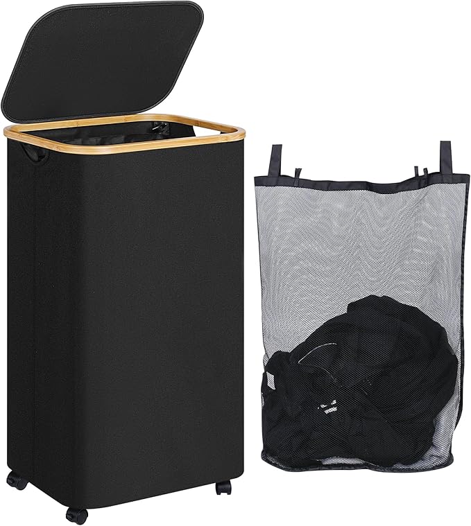 110L Laundry Basket with Wheels, Clothes Hamper by iEGrow