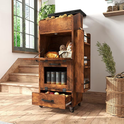 Verano Garden 16.0" Potato and Onion Storage Bin on Wheels, Bread Box | Fruit by VeranoGarden