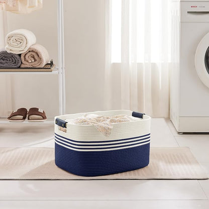 45L Small Laundry Basket with Leather Handles - Image 3