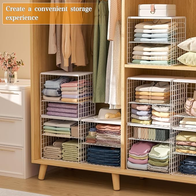 Huxitocan 4-Tier Stackable Closet Organizers and Storage Shelves, Closet - Image 6