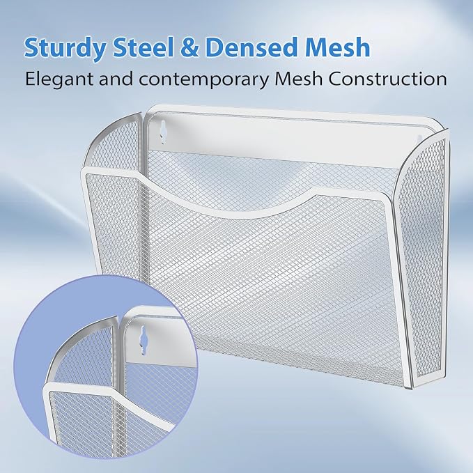 MINDEPOT Wall File Organizer, Hanging Wall File Holder, 3 Pack, Metal Mesh Wall - Image 5
