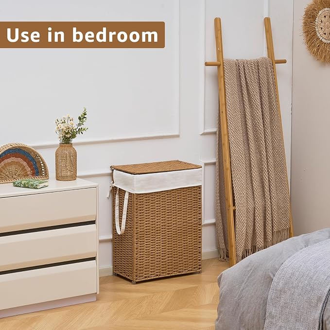 Slim Wicker Laundry Hamper - Image 7