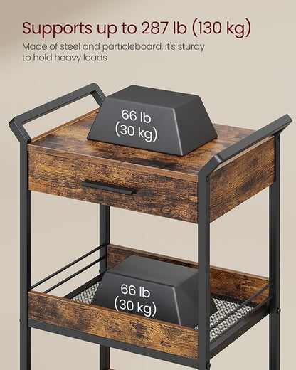 VASAGLE Storage Cart, 4-Tier Rolling Utility Cart - Image 3
