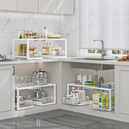 Under Sink Organizer, Pull Out Storage Organizer, 2 Tier Sliding Sink Organizer - Image 3