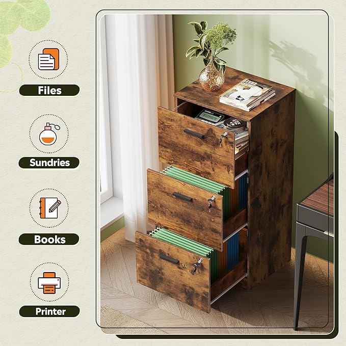 DEVAISE 3 Drawer Wood File Cabinet - Image 4