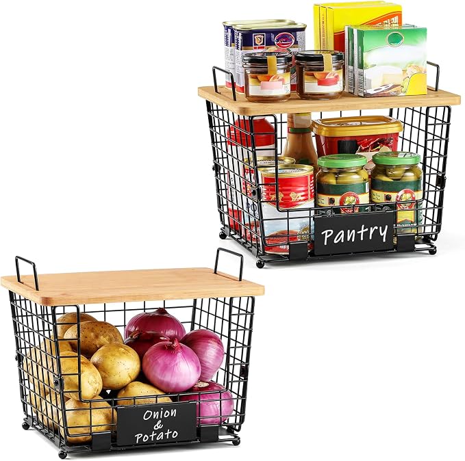 2 Set Large Stackable Wire Basket - Image 9