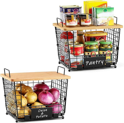 2 Set Large Stackable Wire Basket - Image 9