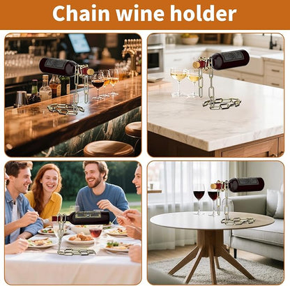 TBWHL Novelty Magic Wine Bottle Holder Floating Steel Link Chain Wine Bottle - Image 7