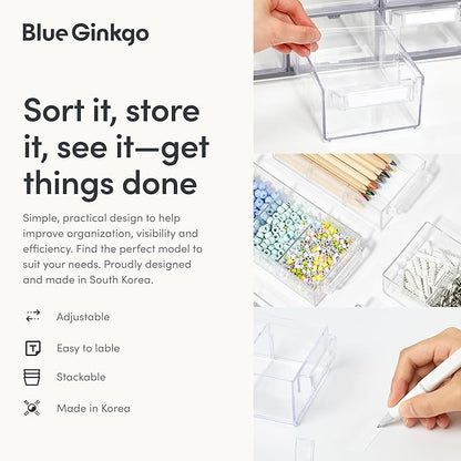Blue Ginkgo Medium 16-Drawer Cabinet – Stackable Clear Organizer - Image 6