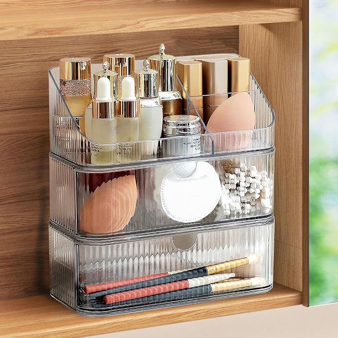 Medicine Cabinet Organizer 3 Tier, Stackable Bathroom Mirror Cabinet by MEAJIO