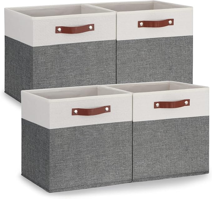 Temary 13x13 Storage Cubes 4 Pack Fabric Cube Storage Bins Large Storage Baskets by TEMARY