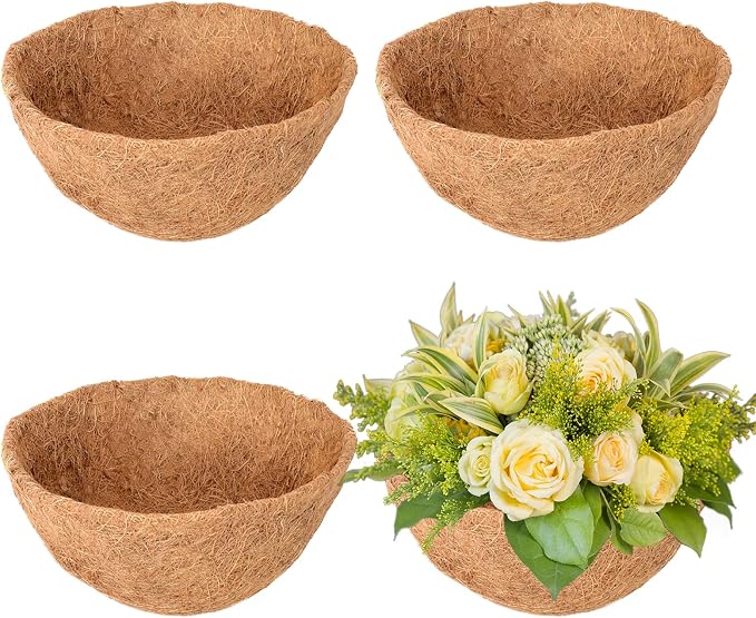4 Pack 18 Inch Hanging Basket Coco Liners Replacement, 100% Natural Round by Legigo