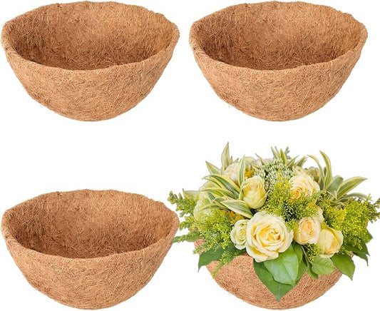 4 Pack 18 Inch Hanging Basket Coco Liners Replacement, 100% Natural Round by Legigo