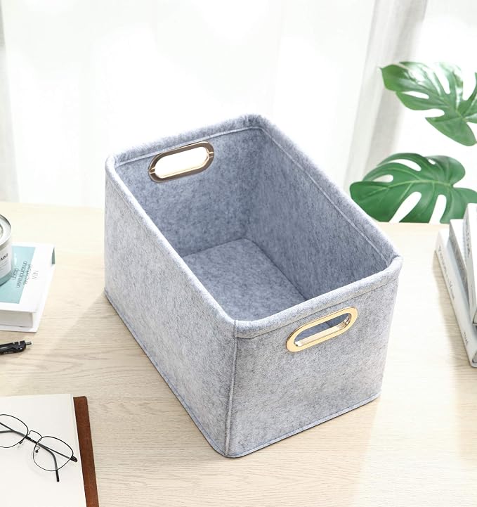 Collapsible Storage Bins Foldable Felt Fabric Storage Basket Organizer Boxes - Image 4