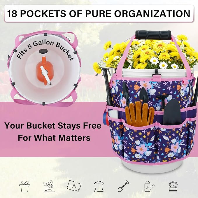 KUNN 5 Gallon Bucket Tool Organizer 18-Pocket Heavy-Duty Bucket Caddy - Image 4