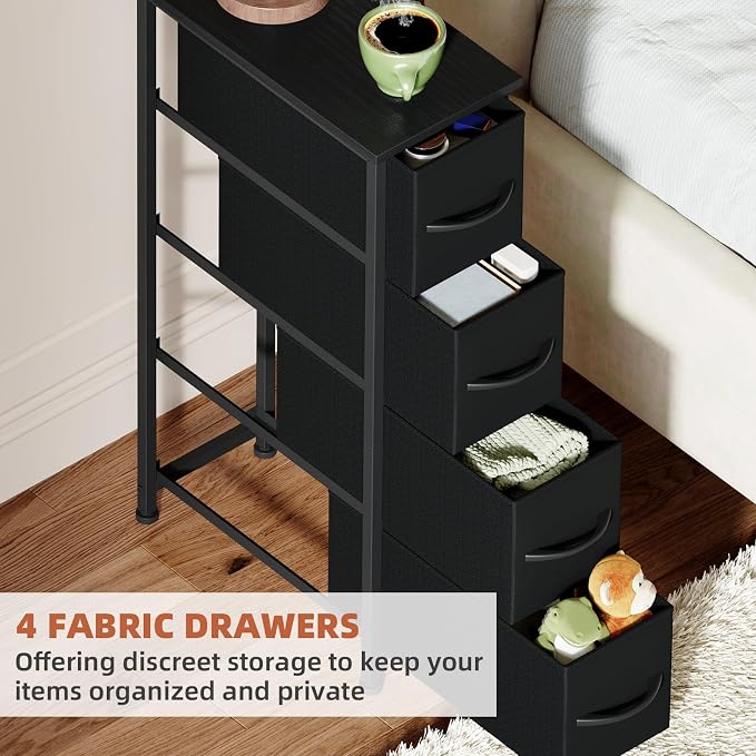 Somdot Narrow Dresser for Bedroom, 4 Drawer Storage Cabinet, Storage Organizer - Image 4