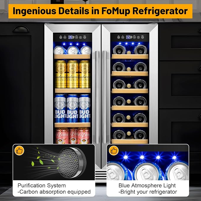 Wine and Beverage Refrigerator, 24 Inch Beverage Cooler Dual Zone - Image 7