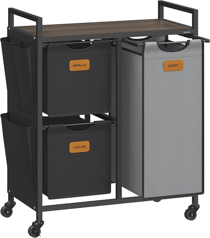 VASAGLE Laundry Hamper with 3 Compartments, 26.4 Gal. Laundry Sorter, Rolling by Unknown